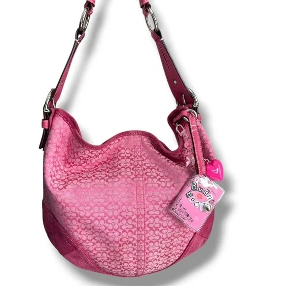 Coach Y2K 2004 Pink Mini C Signature Soho Hobo Shoulder Bag Barbiecore Preppy - Picture 1 of 8